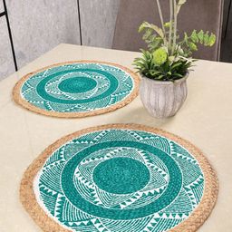 Saral Home 2-Pcs Blue & White Printed Cotton Table Placemats-31