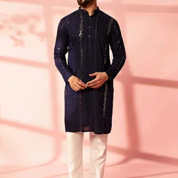 Anouk Men Embroidered Regular Mirror Work Pure Cotton Kurta with Pyjamas-15
