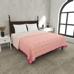 JaipurFabric Orange Mulmul Cotton 150 GSM Reversible Ac Dohar-image-48