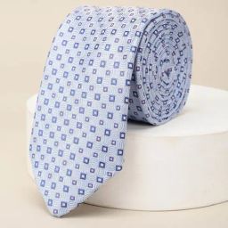 Louis Philippe Blue Embroidered Tie-image-7