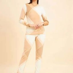 Sweet Dreams Beige Printed Sweatshirt Track Pants Set-image-15