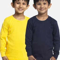 Friskers Kids Yellow & Navy Cotton Full Sleeves T-Shirt (Pack of 2)-image-65