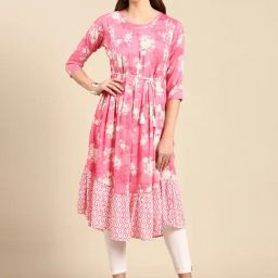 SHOWOFF Pink Floral Print Kurta-image-62