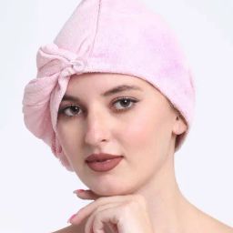 Creeva Luxury Baby Pink Cotton 380 GSM Hair Wrap-37