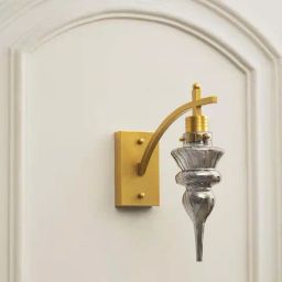 Kapoor E Illuminations Montefino Shine Brass & Smoke Glass Round Single Light Wall Lamp-74