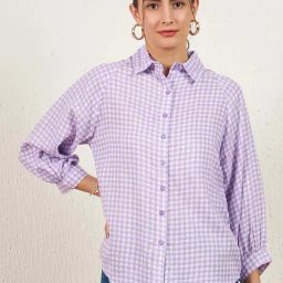Marie Claire Purple Chequered Shirt-picture-48