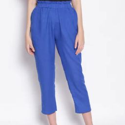 Oxolloxo Blue Cotton Regular Fit High Rise Pants-picture-42