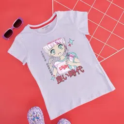 Pantaloons Junior Kids Pastel Lilac Cotton Printed T-Shirt-picture-43