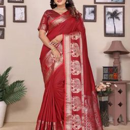 Elora Red Woven Saree-picture-10