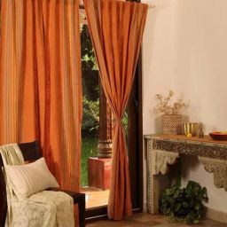 Peepul Tree Apricot Rust Pure Cotton Marigold Collection Door Curtain-20