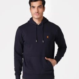 Red Tape Navy Blue Regular Fit Solid Hoodie-23