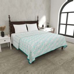 JaipurFabric Green Mulmul Cotton 150 GSM Reversible Ac Dohar-image-3