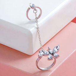 BEWITCHED Silver-Plated Rhinestone & Bead Studded Finger Ring-47
