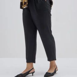 Gia by Westside Black Textured High-Rise Pants-image-7
