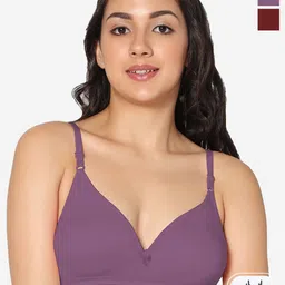 In Care Pack Of 2 Half Coverage Non Padded Pure Cotton T-shirt Bra With All Day Comfort-image-79