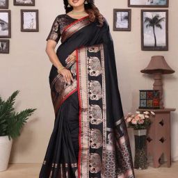 Elora Black Woven Saree-image-82