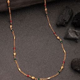 NVR Women Gold-Plated Artificial Beads Minimal Chain-25