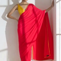 Swtantra Pink Plain Saree With Unstitched Blouse-picture-43