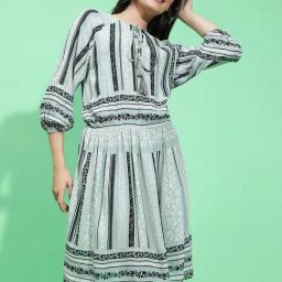 Oxolloxo Grey & Black Printed A Line Dress-picture-19