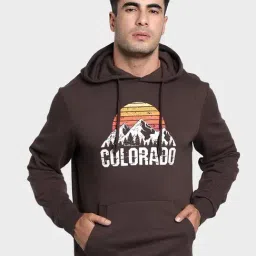Red Tape Brown Regular Fit Graphic Hoodie-37