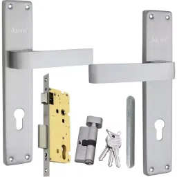 Atom Iron Silver Door Handle Lock Set, WIH903S.S-5