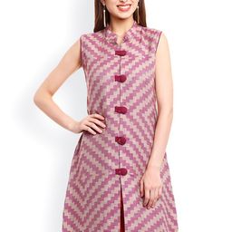 Be Indi Pink & Brown Patterned Kurta-image-81