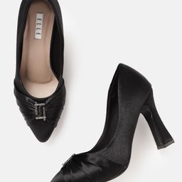 ELLE Party Block Heel Pumps with Pleated & Embellished Detail-40
