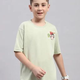 Monte Carlo Kids Light Green Printed T-Shirt-image-73