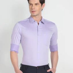 Arrow Purple Cotton Regular Fit Shirt-image-47