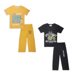 Vimal Jonney Kids Yellow & Black Printed T-Shirt Set-picture-34