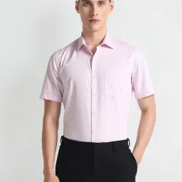 Arrow Pink Cotton Regular Fit Texture Shirt-picture-49