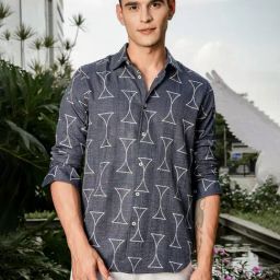 Thomas Scott Navy Slim Fit Printed Shirt-image-50