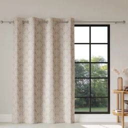 DDecor Poly fill Floral Beige 7 ft Room Darkening Door Curtain-27