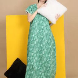 Sweet Dreams Green Cotton Regular Fit Geometric Print Night Dress-picture-45