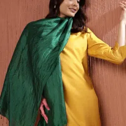 Fabindia Green Silk Woven Stole-image-92