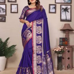 Elora Royal Blue Woven Saree-picture-10