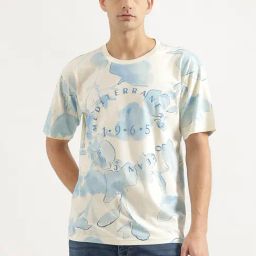 United Colors Of Benetton White & Blue Pure Cotton Boxy Fit Printed T-Shirt-picture-30