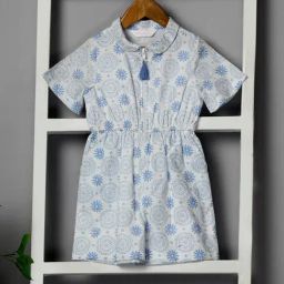 Budding Bees Girls Off White Cotton Regular Fit Playsuit-image-24
