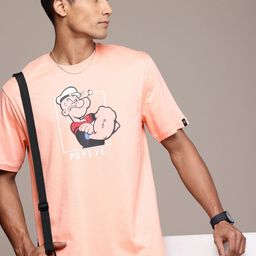 WROGN X POPEYE Printed Comfort Fit Drop-Shoulder Sleeves Pure Cotton T-shirt-image-25
