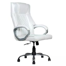 MRC Executive Chairs Ergonomic Leatherette Revolving Office Chair with 360 Degree Swivel Chrome Stand- White-15