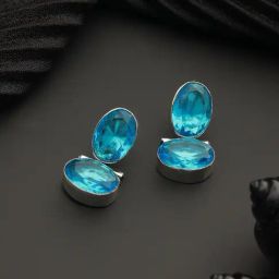 Saraf RS Jewellery Oxidised Blue AD Stone Studded Earring-image-99
