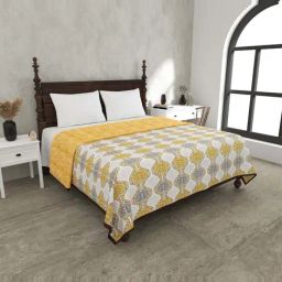 JaipurFabric Yellow Mulmul Cotton 150 GSM Reversible Ac Dohar-image-80