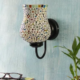 Devansh White & Black Textured Mosaic Wallchiere Lamp-image-12