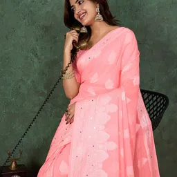 all about you Ethnic Motifs Mirror Work Pure Georgette Saree-picture-11
