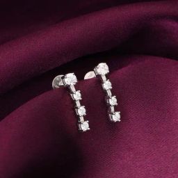 GIVA 92.5 Sterling Silver Zirconia Square Drop Earrings-image-6