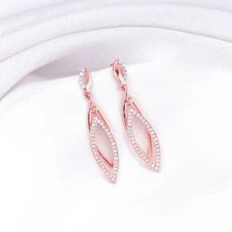GIVA 92.5 Sterling Silver Rose Gold Majestic Marquise Dangler Earrings-picture-49
