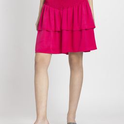 SHAYE Women Fuchsia Solid Above Knee A-line Casual Skirts-picture-29