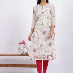 W White Floral Kurta-image-15
