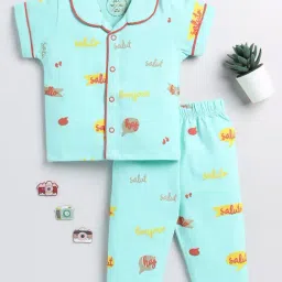 Clt.s Kids Mint Green Printed Shirt with Pyjamas-image-14