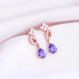 GIVA 92.5 Sterling Silver Rose Gold Bridal Celebration Drop Earrings-picture-15